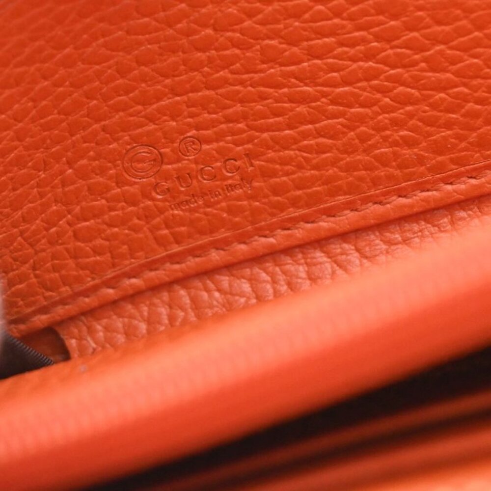 Gucci Long Wallet Round Zipper GG Canvas Leather Orange Beige 33 Kb040 - Picture 12 of 13
